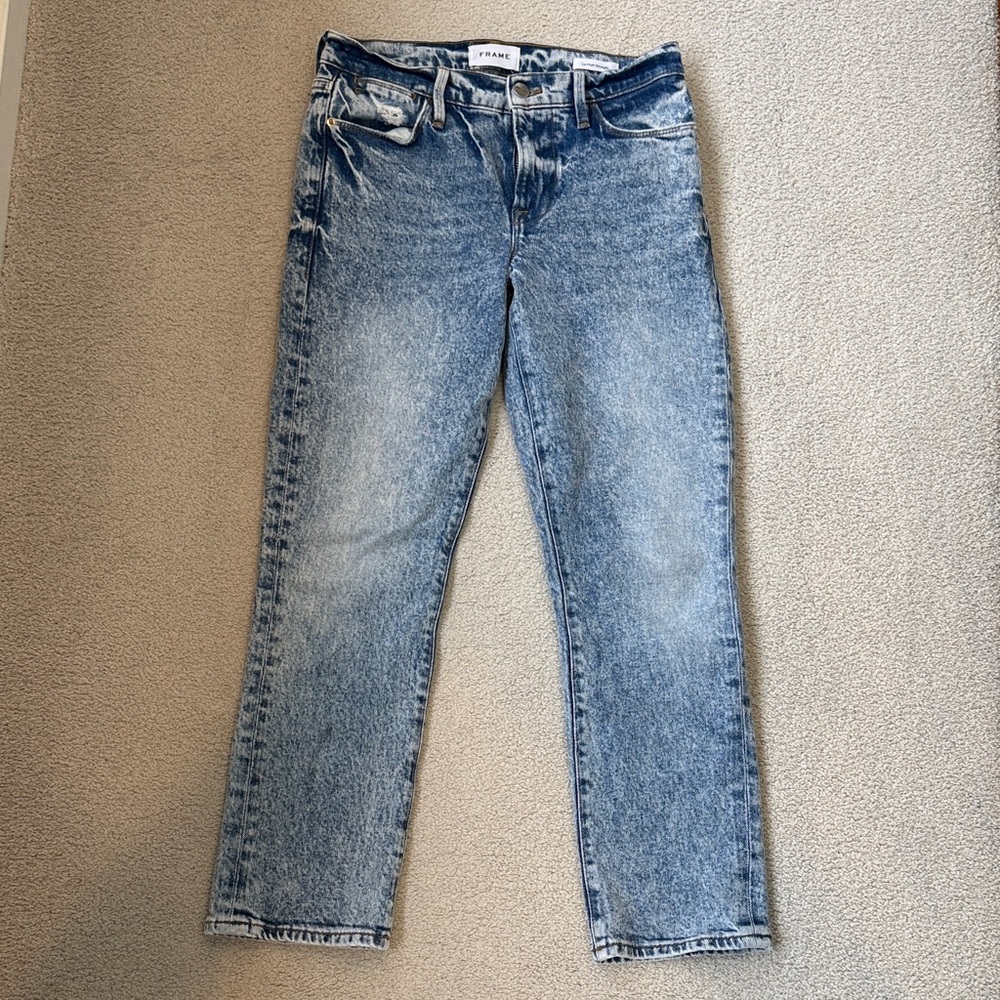 FRAME Le High Straight Acid Wash Jeans Size 25